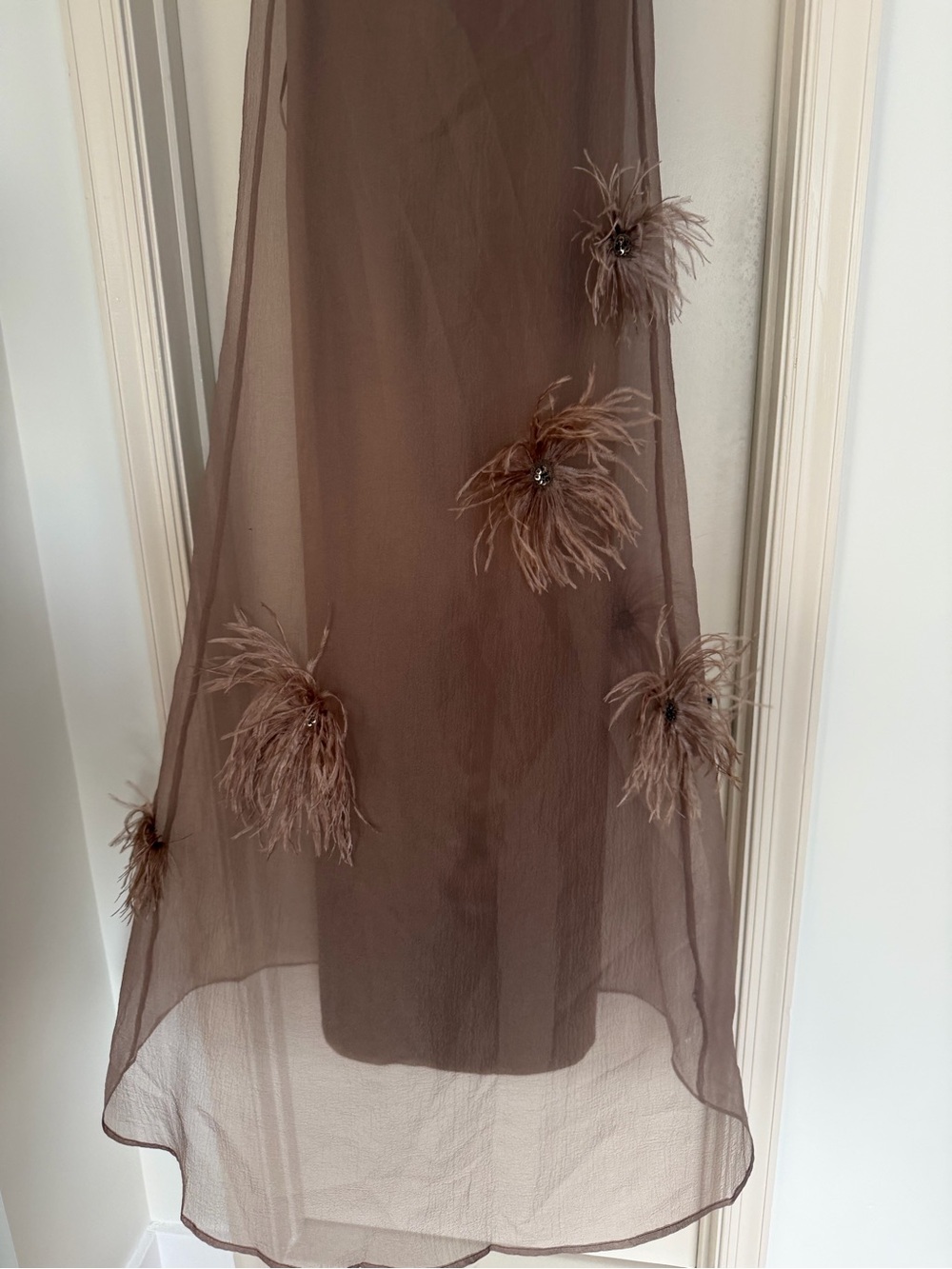 STAUD Taupe Albee Truffle Organza Maxi Dress Size Small - Picture 4 of 10
